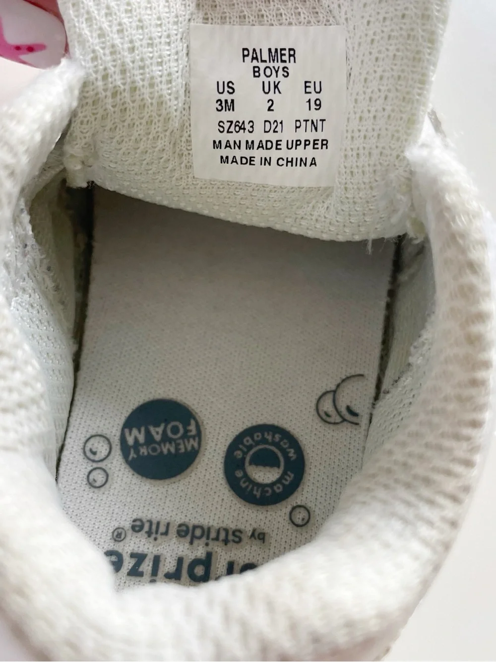 Stride Rite White Palmer First Walker Shoes | Size 3